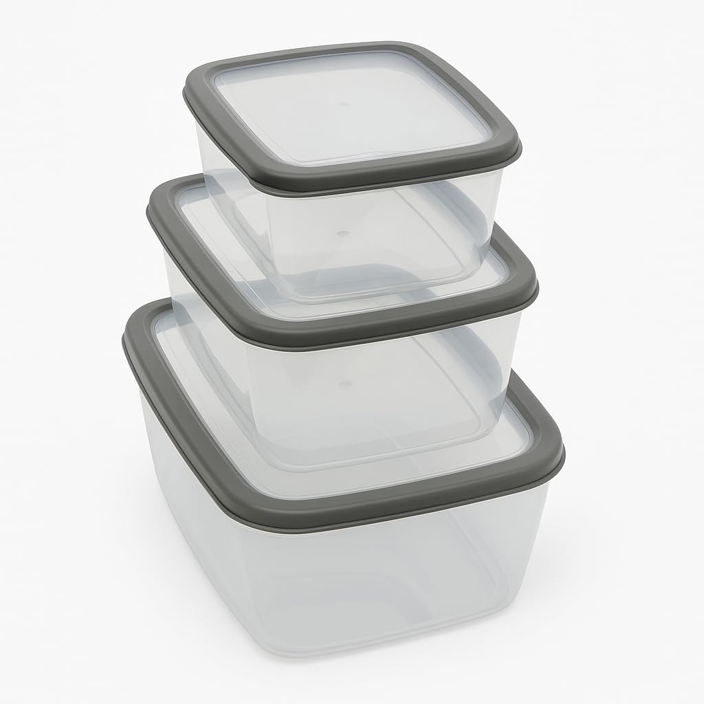 SUWORS 3’lü Sızdırmaz Saklama Kabı Seti | 1600ml + 2800ml + 4600ml | Şeffaf Plastik Yemek Kabı | Gıda Saklama & Mutfak Organizer Kutusu | Mikrodalga ve Buzdolabı Uyumlu