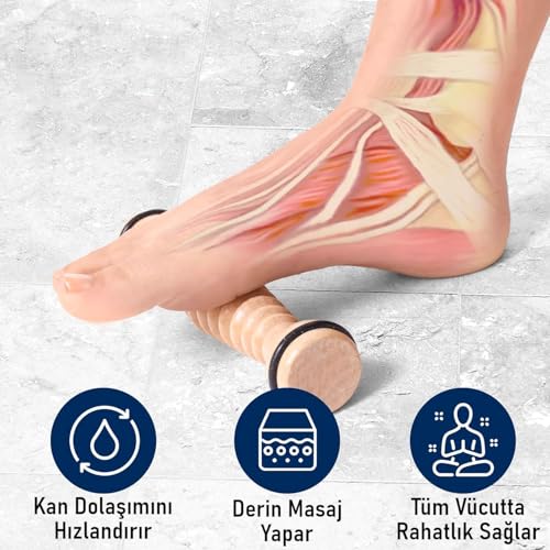 Valkyrie Ahşap Ayak Masaj Rolü Derin Doku, Plantar Fasciitis Rahatlaması & Refleksoloji