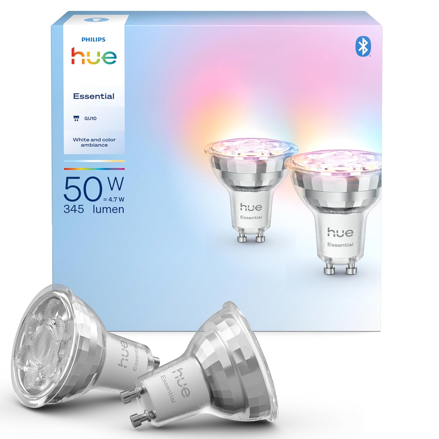 Philips Hue Essential 4.7W GU10 345 Lumen Renkli Akıllı Spot Ampul (2'li Ekopaket)