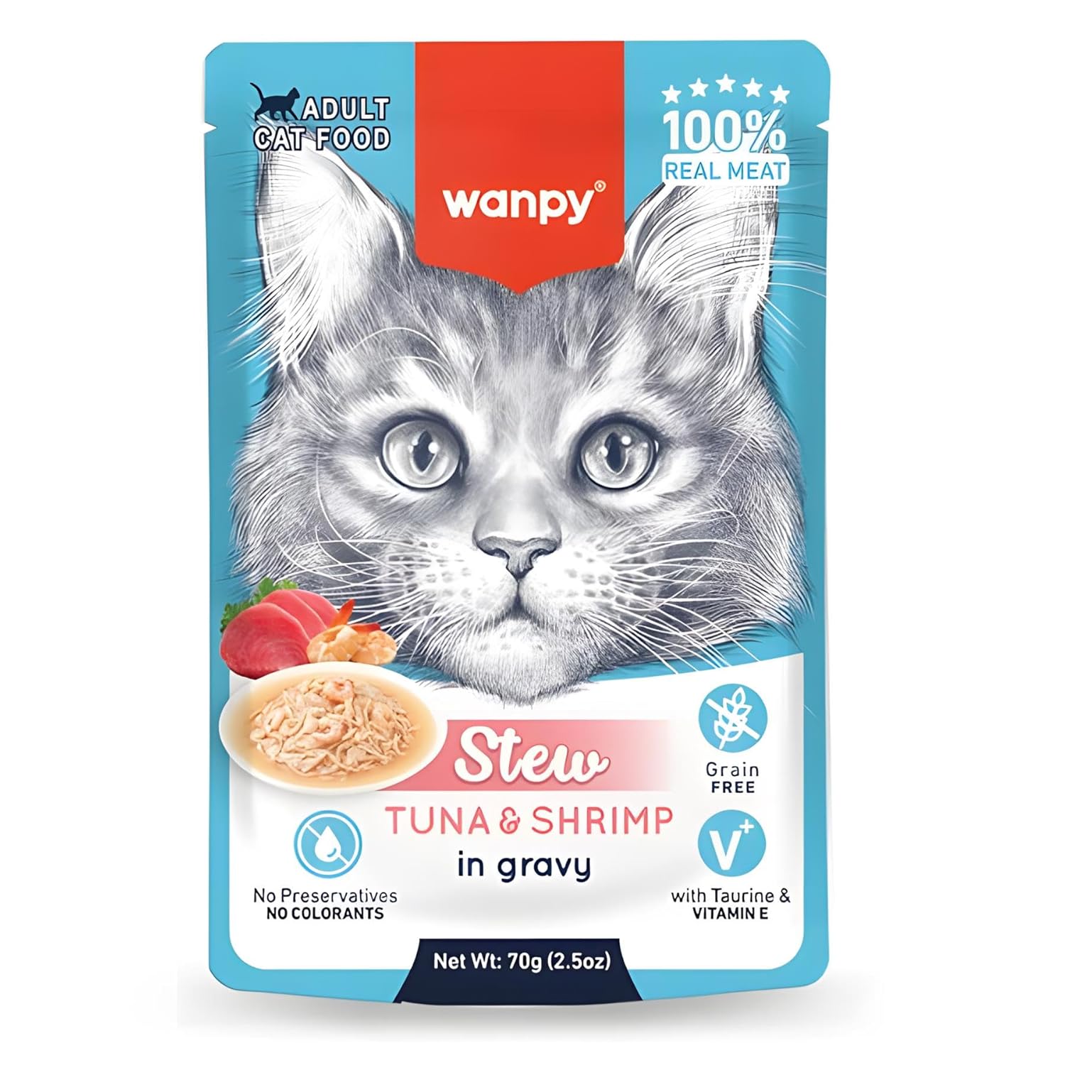 Wanpy Pouch Ton Balıklı ve Karidesli Yaş Kedi Maması 70gr