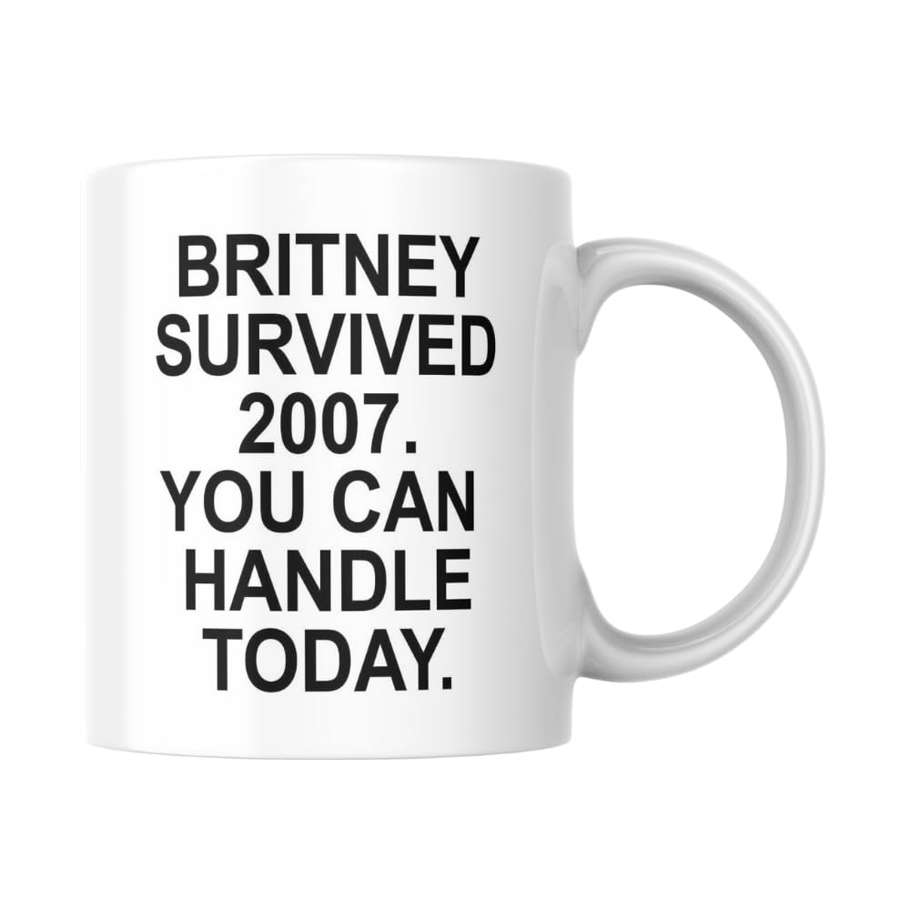 Britney Survived 2007 Kupa Bardak Komik Yazılı Hediyelik Çay Kahve Kupası Coffee Mug