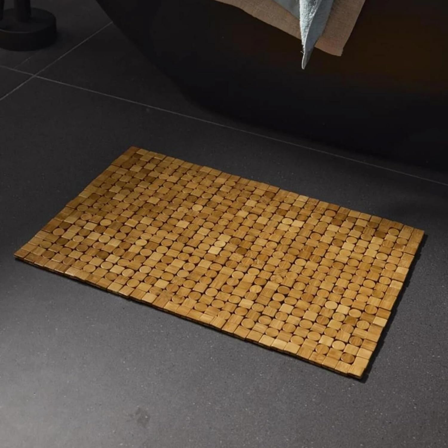 Meturas Bambu Banyo Matı, 50x80 cm, Kaymaz Taban, Doğal Ahşap, Suya Dayanıklı