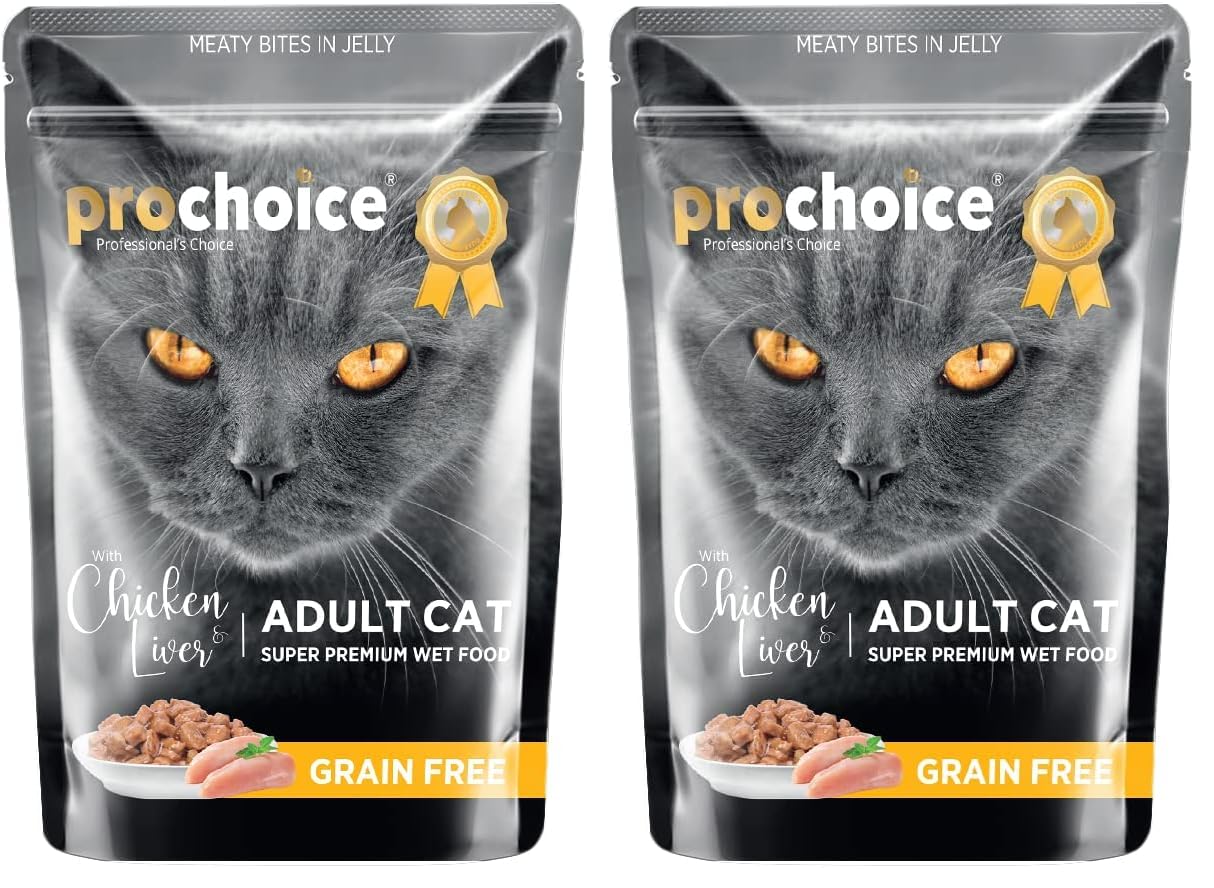 Prochoice Yetişkin Kediler İçin, Tahılsız, Jöle İçinde Tavuk ve Ciğer Parça Etli Yaş Mama, 85 g 2li paket