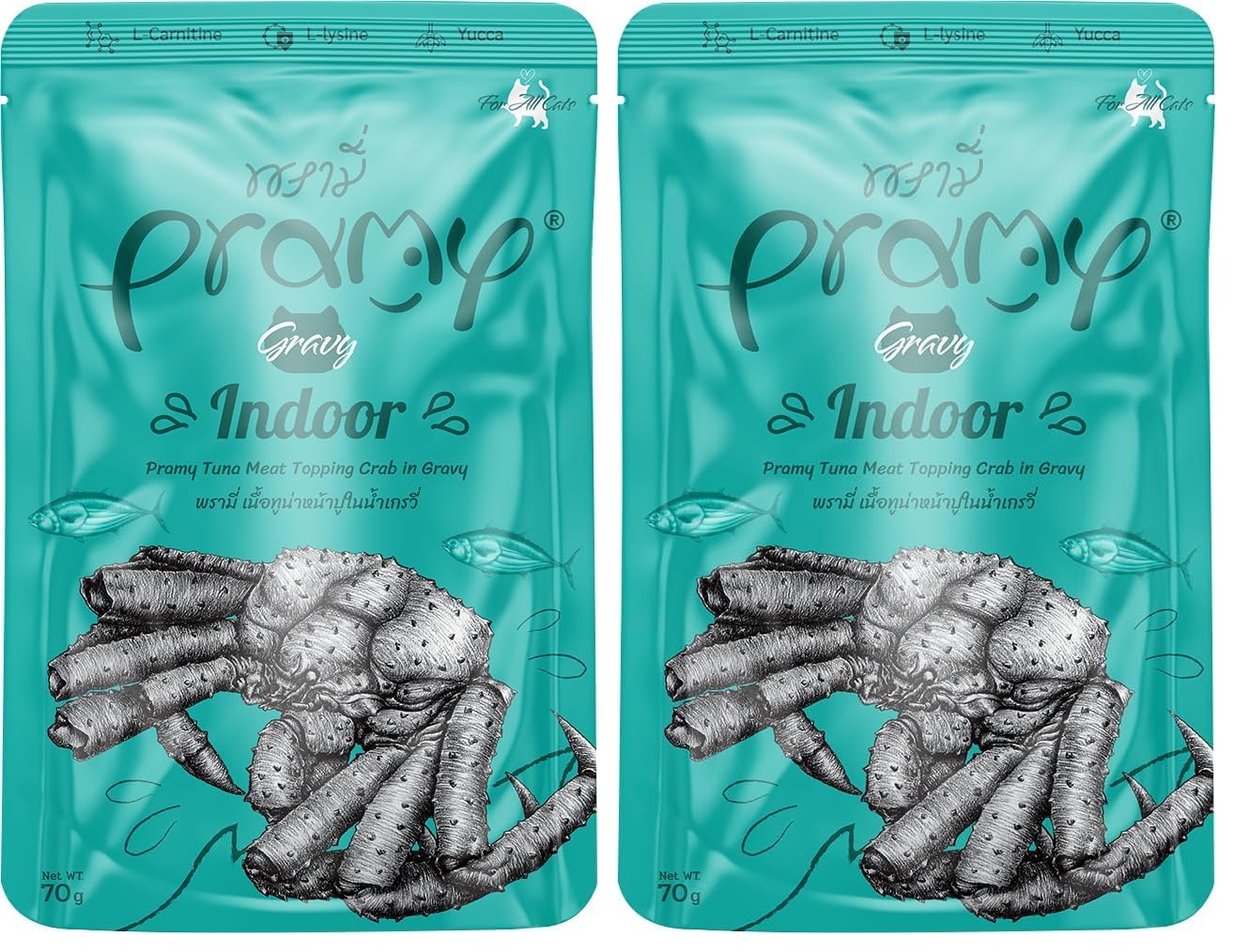 Pramy Sos İçinde Yengeç Çubuklu Ve Ton Balıklı Kedi Maması, 70 Gram 2li paket