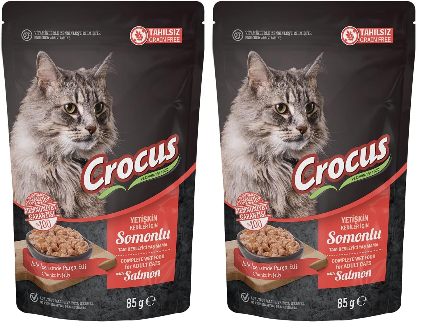 CROCUS Pouch Yetişkin Kedi Somonlu Jöleli 85G, 856-002 2li paket