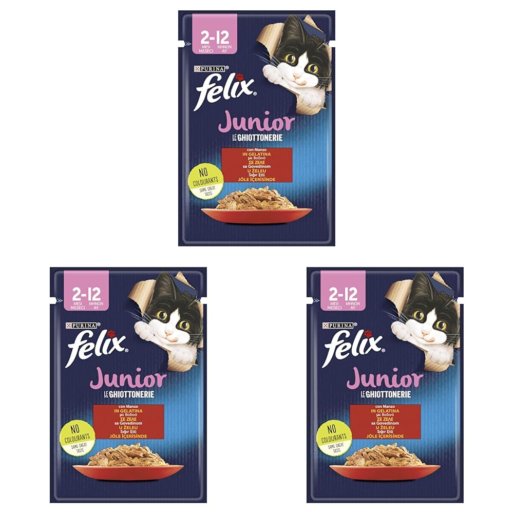 Felix Yaş Kedi Maması, Sığır Etli, Yavru Kedi, 85 g 3lü paket