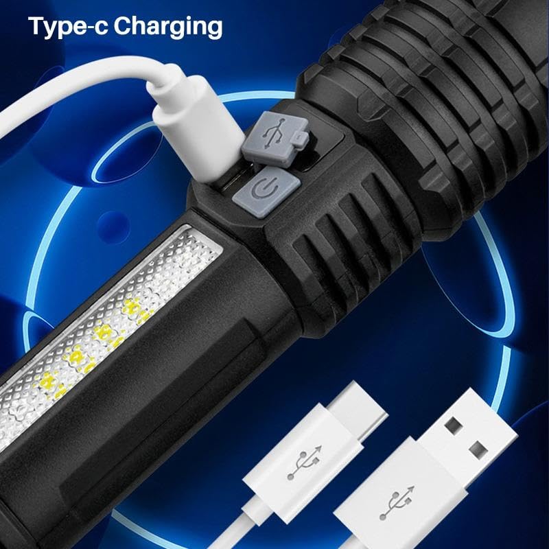 Valkyrie Şarjlı LED El Feneri 5 Işık Modu Type-C Şarjlı Çakar Modlu Zoom Özellikli