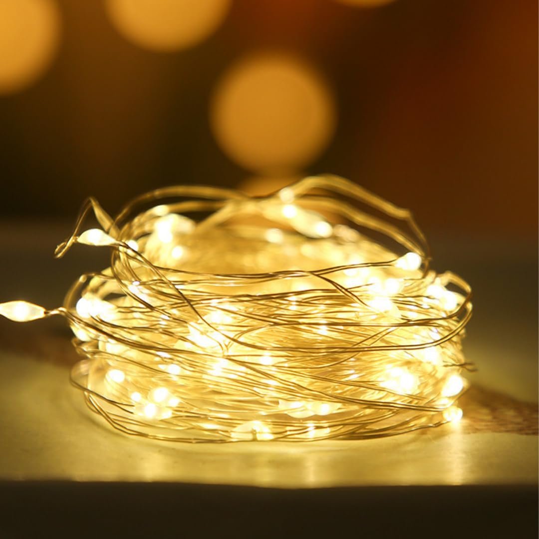 3 Metre Peri Led, İnce Telli Aydınlatmalı Şerit Led, İç Mekan Dekorasyonu, Yılbaşı, Doğum Günü, Nişan, Organizasyon Işığı, Sarı Işık (3Metre-30Led) (3)