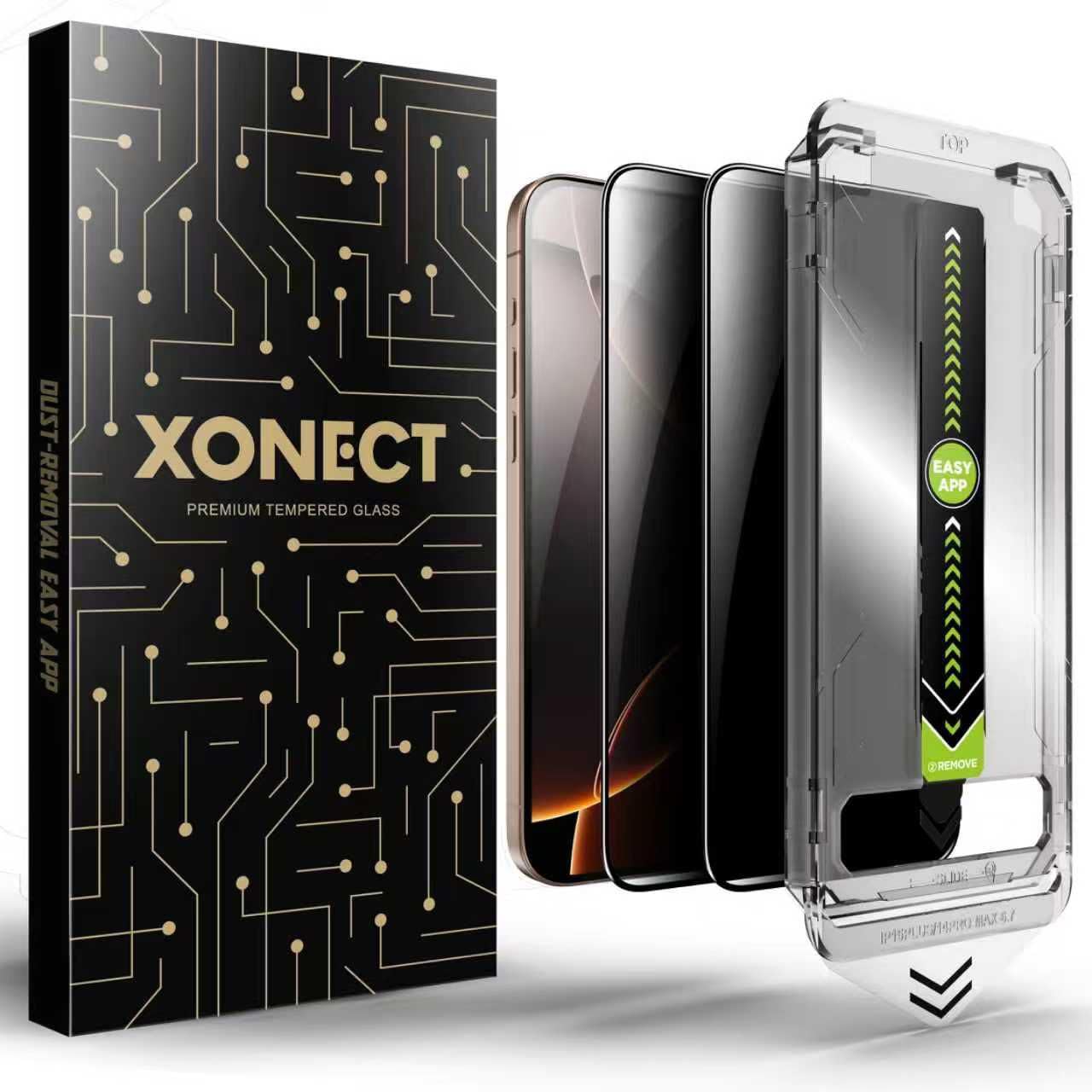 XONECT iPhone 16 Pro Max Uyumlu Ekran Koruyucu - 9H Temperli Cam, Gizlilik Filtreli, 2’li Paket