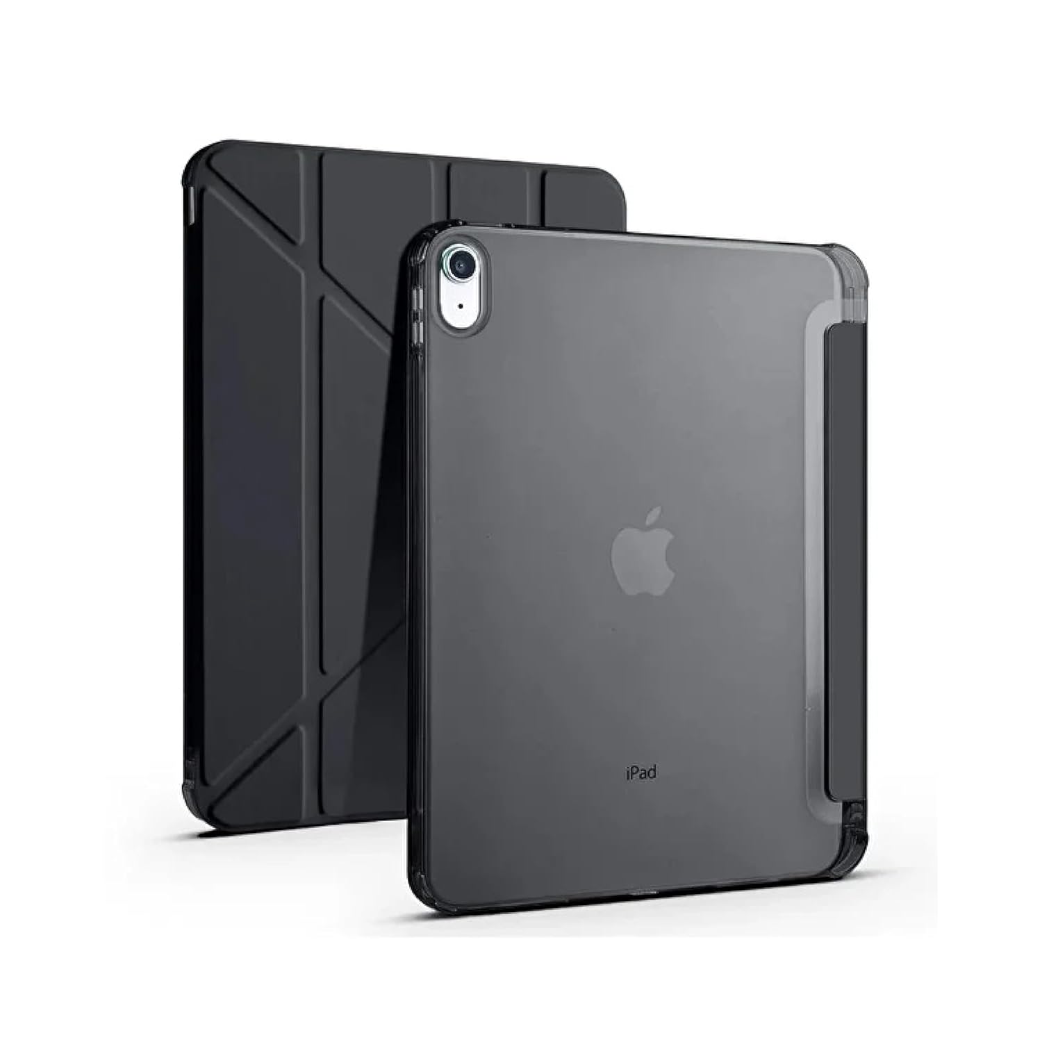 Babilden Apple iPad ile Uyumlu Kalem Bölmeli Trifolding Cover Tablet Kılıf Katlanabilir Standlı Otomatik Uyku Modlu Darbe Emici İnce Tasarım (Siyah, iPad 10.Nesil 10.9/iPad A16)