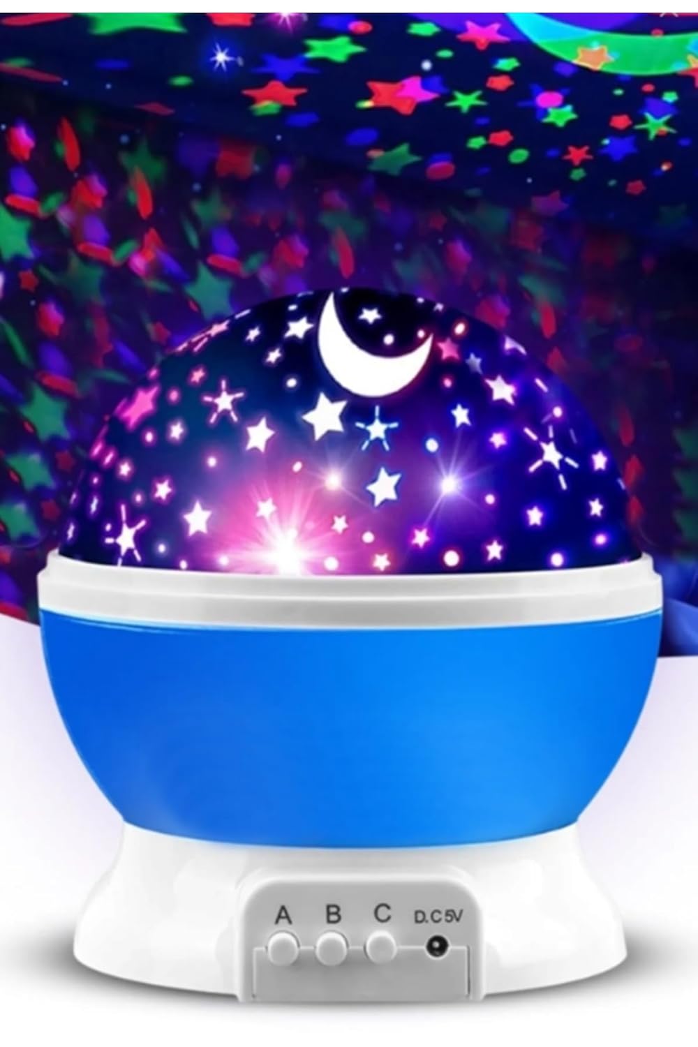 gaman Ay ve Yıldızlı Gökyüzü Yansıtmalı Dönen Projeksiyon Gece Lambası - Çocuk Bebek Odası Çok Renkli 14 x 13
