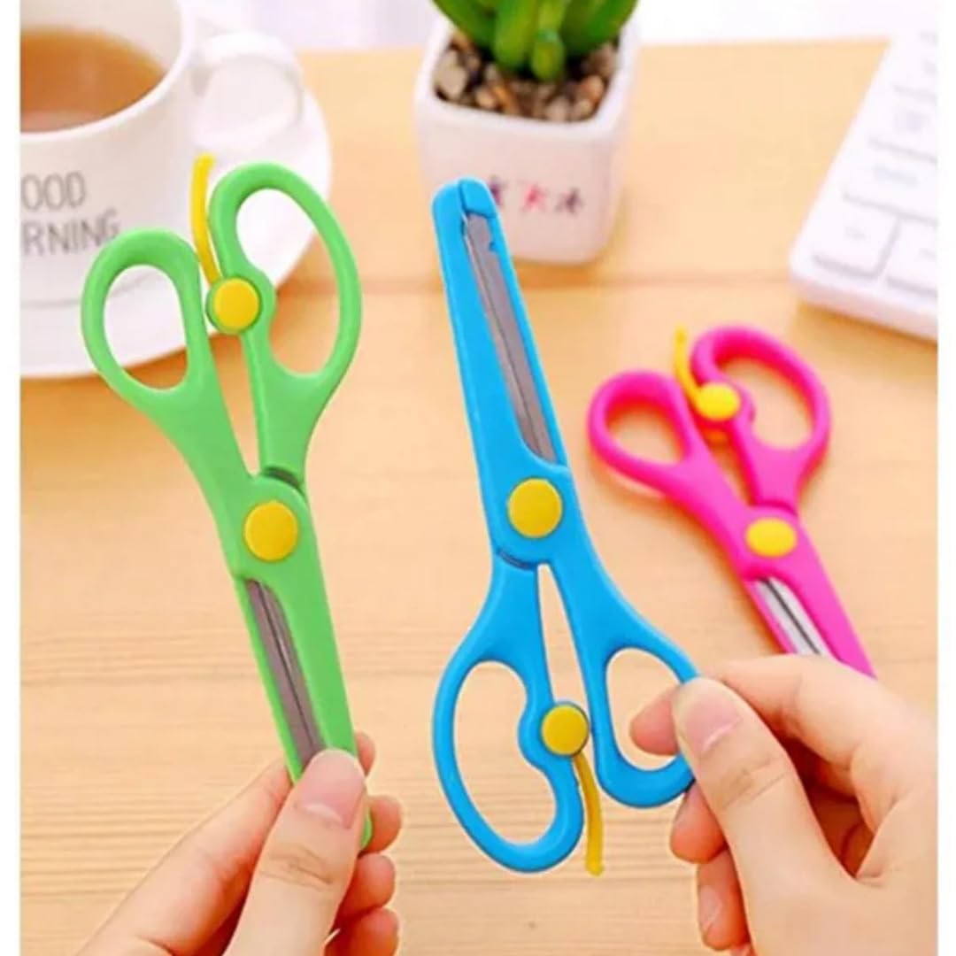 Jouis Çocuk Makası Korumalı ve Kilitli Okul Makası,Ergonamik Kullanım, Çocuk Kullanımına ve Sağlığına Uygun (Pembe-Sarı)