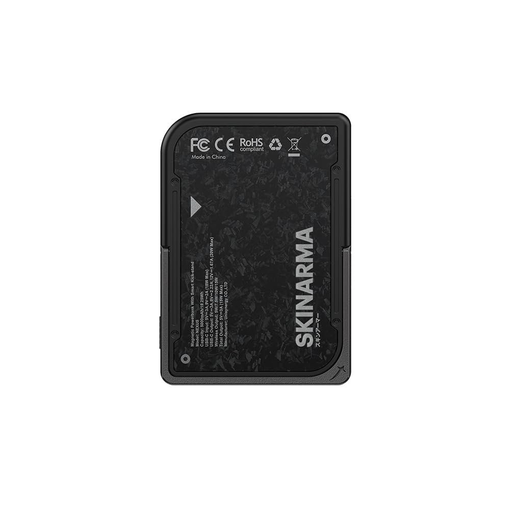 Skinarma Vektor Kablosuz ve PD Hızlı Şarj Özellikli Magsafe ile Uyumlu Metal Standlı Taşınabilir Powerbank 15W 5000mAh (Siyah-Gri)