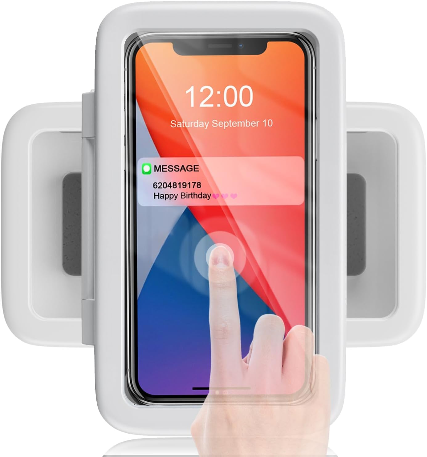 Kyrotech 360° Döner Su Geçirmez Duş Telefon Tutucu, Buğu Önleyici HD Dokunmatik Ekranlı Banyo Telefon Kutusu, 7’’ Evrensel Uyumlu, Duvar Montajlı, 19×11×3 cm