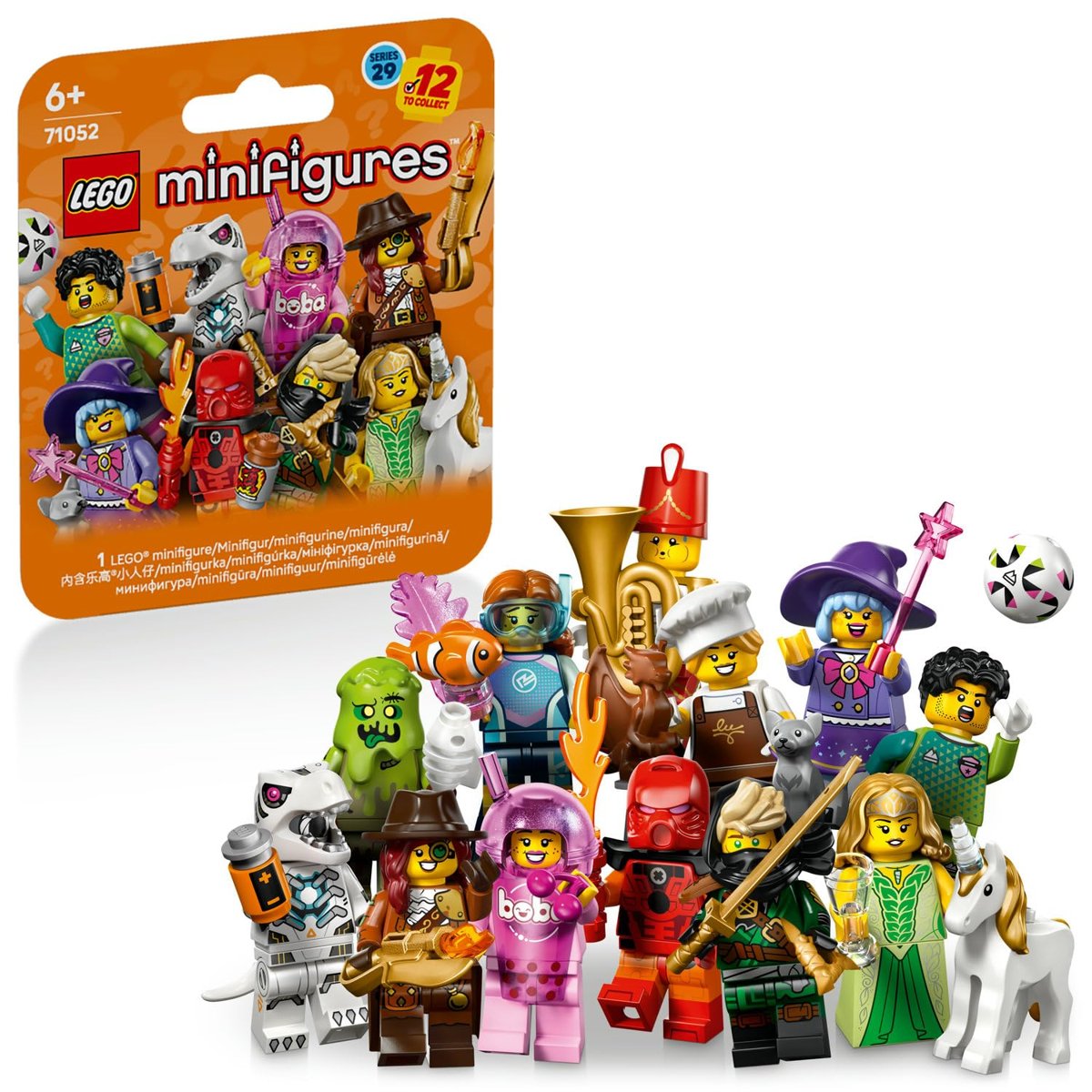 LEGO Minifigures Seri 29 71052-6 Yaş ve Üzeri Kız ve Erkek Çocuklar için Aksesuarlarıyla Birlikte Gelen 12 Karakterden 1'ini İçeren Yaratıcı Oyuncak Yapım Seti, Sürpriz Hediye Fikri (8 Parça)