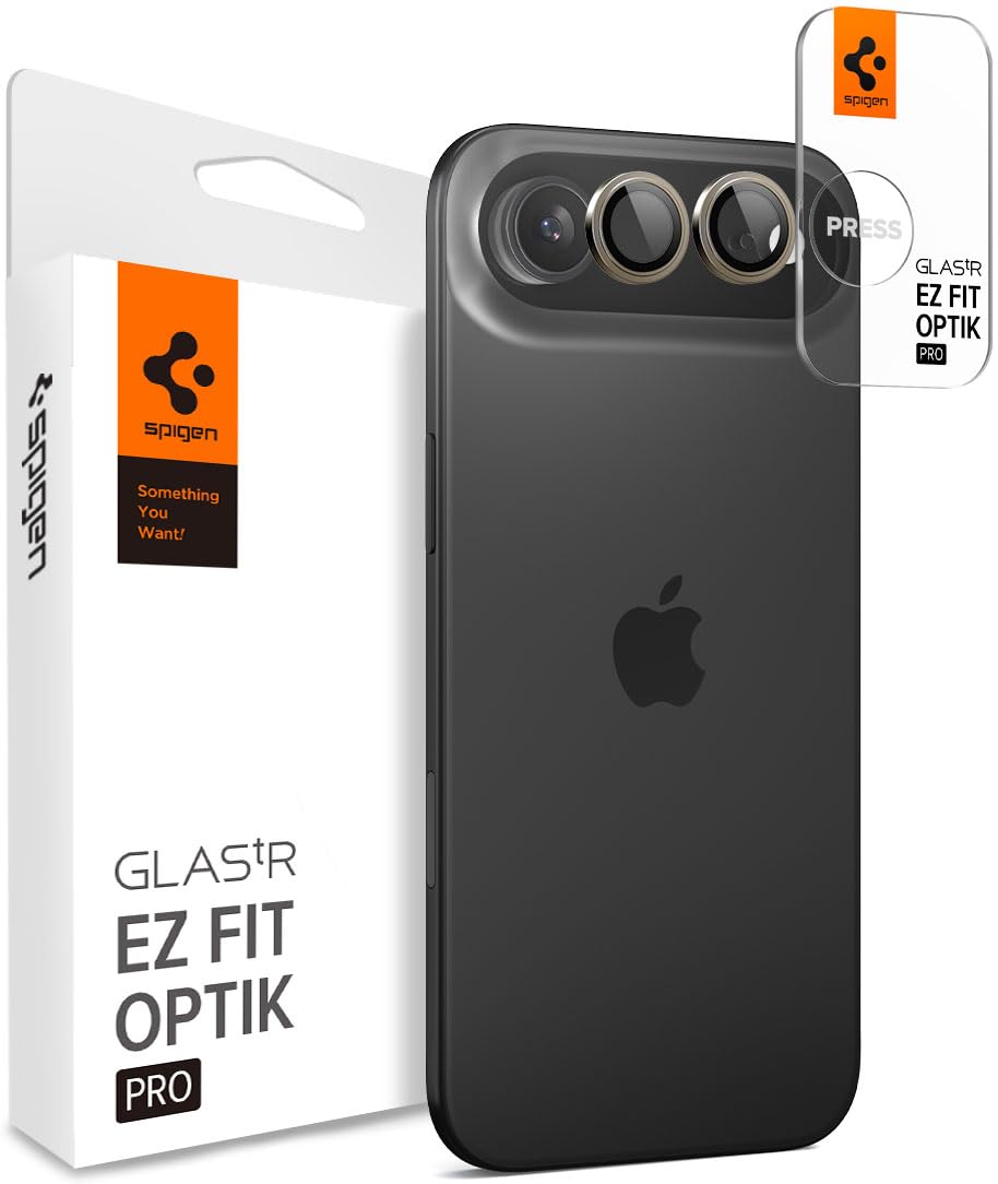 Spigen iPhone Air ile uyumlu Kamera Lens Camı Koruyucu Kolay Kurulum GLAS.tR EZ Fit Optik Pro (2 Adet) Gold - AGL10131