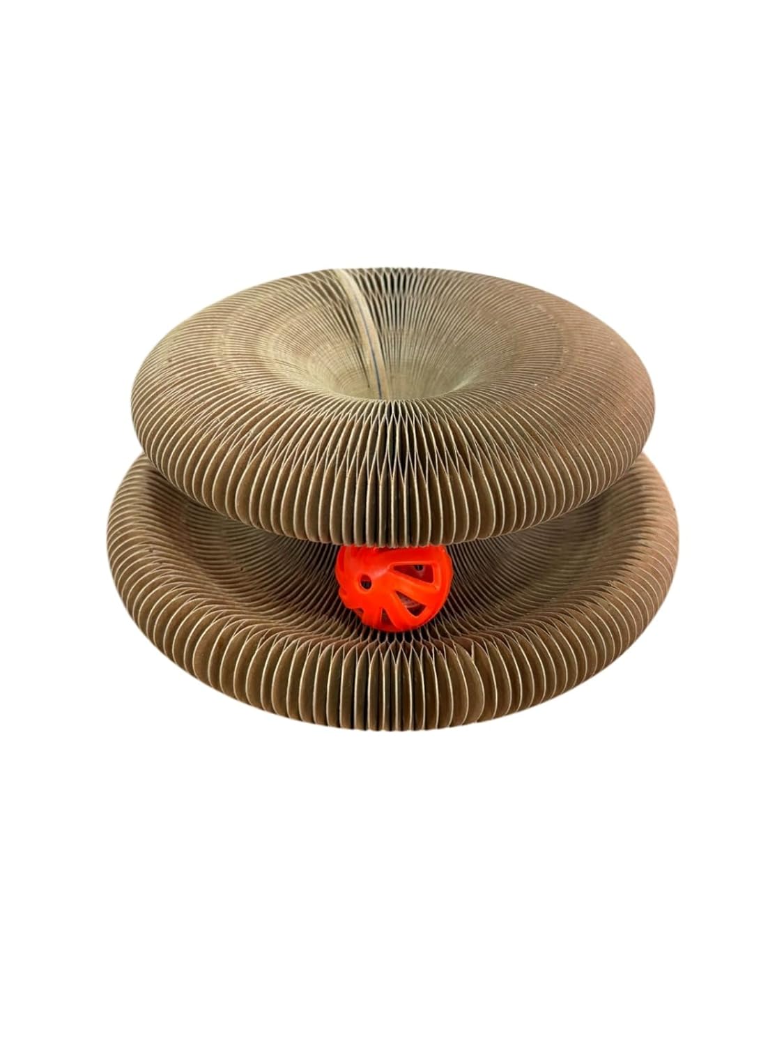 Rotipet Akordiyon Karton Kedi Oyuncağı, Eğlenceli Yaylı Tasarım, İçinde Çıngıraklı Top ve Kedi Naneli, Kedi Aktivite Oyuncağı