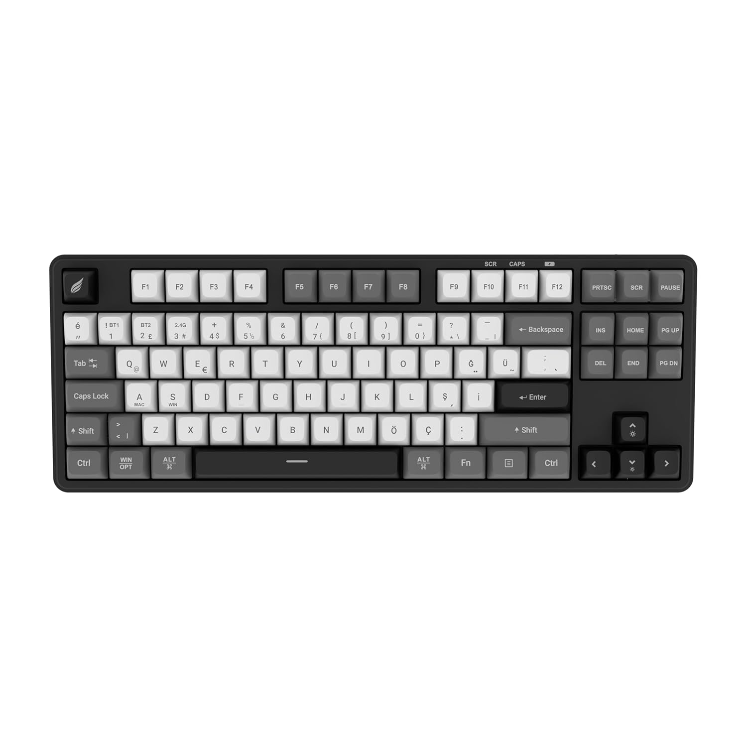 Hawk Gaming HK220 Membrane RGB Kablosuz/Bluetooth Siyah Beyaz TKL Türkçe Gaming Klavye