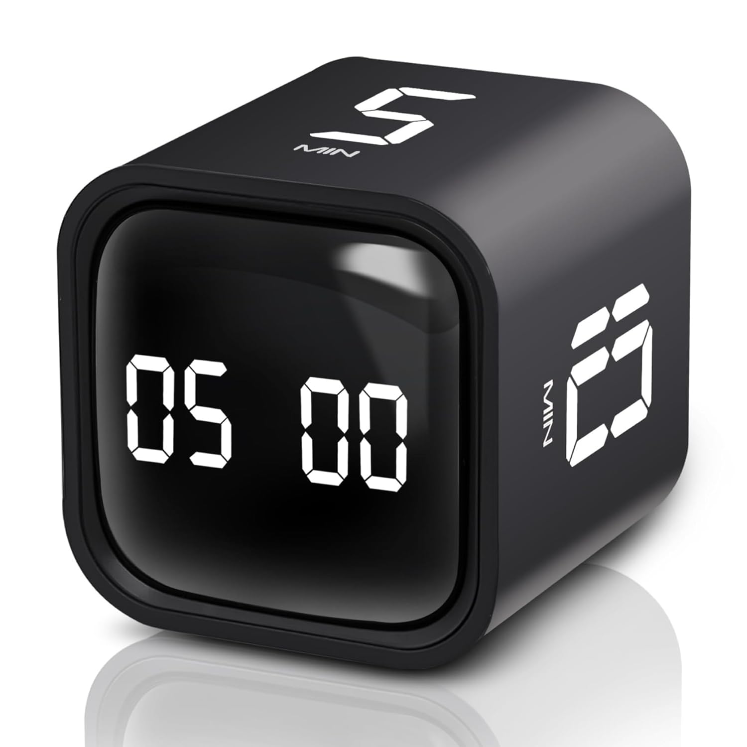 GWORKE GT-1 Pomodoro Zamanlayıcı Küp, Flip Timer, Öğrenci Ders Çalışma Saati, 5/10/30/60 dk & Özel Geri Sayım, USB Şarjlı, Sessiz/Titreşimli Alarm, Mutfak Kronometresi - Siyah