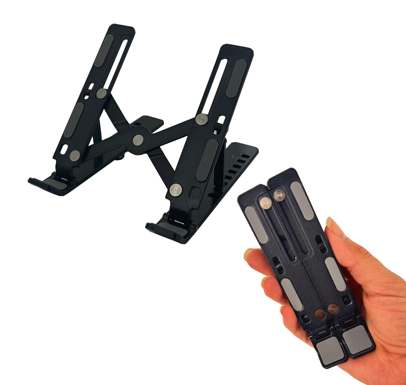 coverzone Mini Metal Stand Katlanabilir Çantada Taşınabilir Folding Alüminyum 8 Kademeli Telefon ve Tablet Standı 13 cm Mini Dizayn | RT008 Siyah