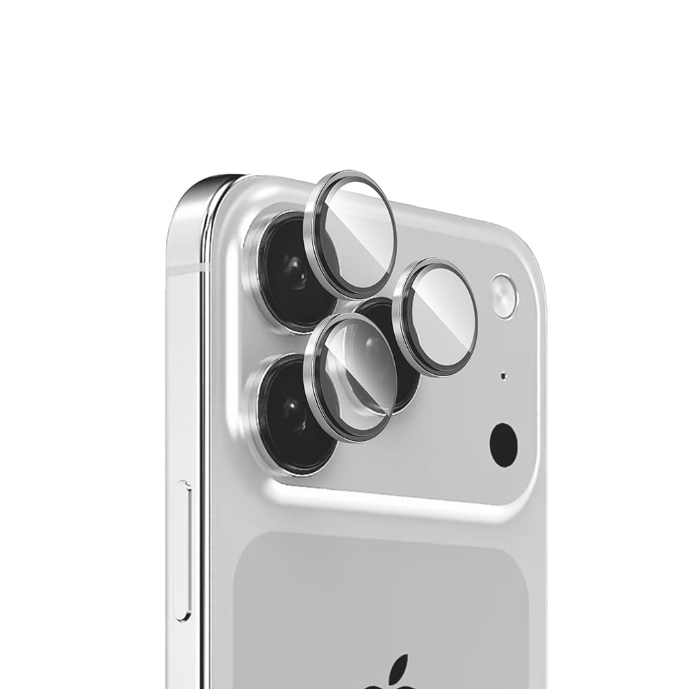 Coverzone iPhone 17 Pro Max ile uyumlu Kamera Lens Koruma Kolay Takabilen Görüş Açısını Bozmayan Yüksek çözünürlüklü Premium Advice Safir Kamera Lens Koruma (Gümüş, iPhone 17 Pro Max)