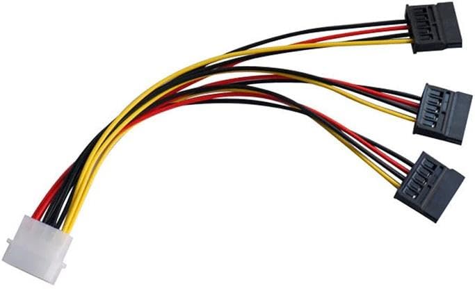 Lunatic 0151 Üçlü 3 Port ide Molex Sata Power Hdd 4 pin Güç Kablosu 4pin Molex erkek/ 3x 15pin SATA dişi 20 cm Sata Power 3lü çoklayıcı splitter
