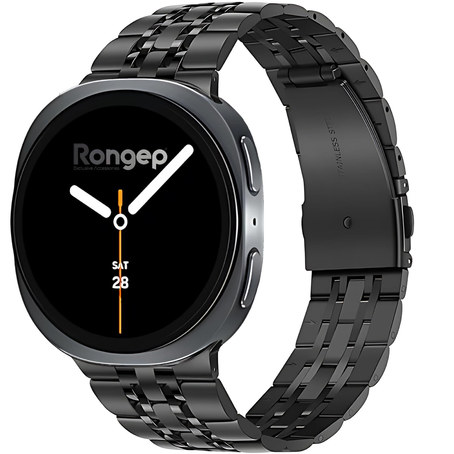 Rongep Samsung ile Uyumlu Prestige Model Çelik Kordon Galaxy Watch 8 44mm/40mm/Classic 46mm için Katlanır Toka Mekanizmalı Watch 8 Strap Paslanma Yapmayan Galaxy Watch 8 Classic Kordon
