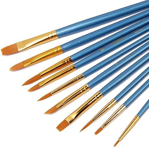 Hannah Sanatçı Fırçası Seti, 10'lu Paket Naylon Fırça, Resim, Akrilik, İnce Fırça, Sulu Boya ve Yüz Boyama, Kendin Yap El Sanatları İçin, Mavi