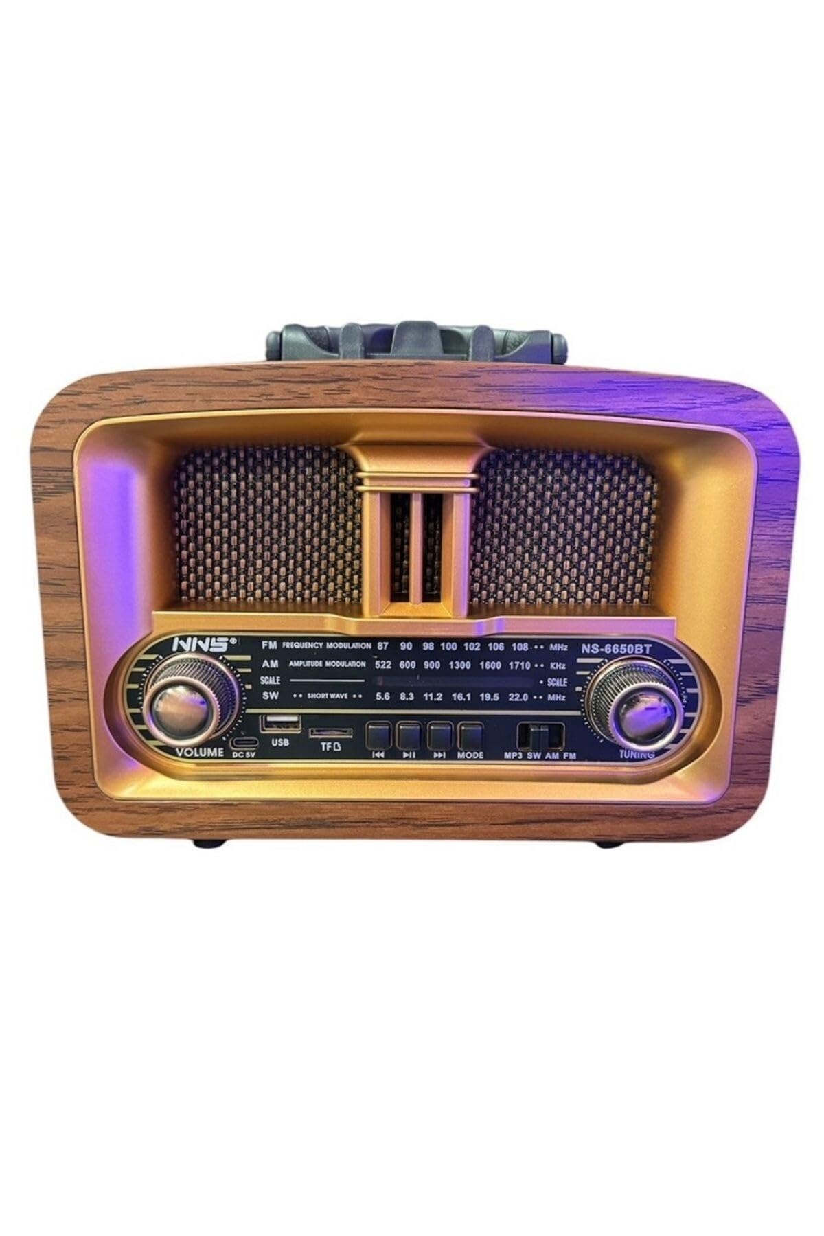 BUFFER® Büyük Boy Taşınabilir Klasik AM/FM/SW Retro Ev Radyo USB ile Şarj Olabilen Retro Radyo NS6650
