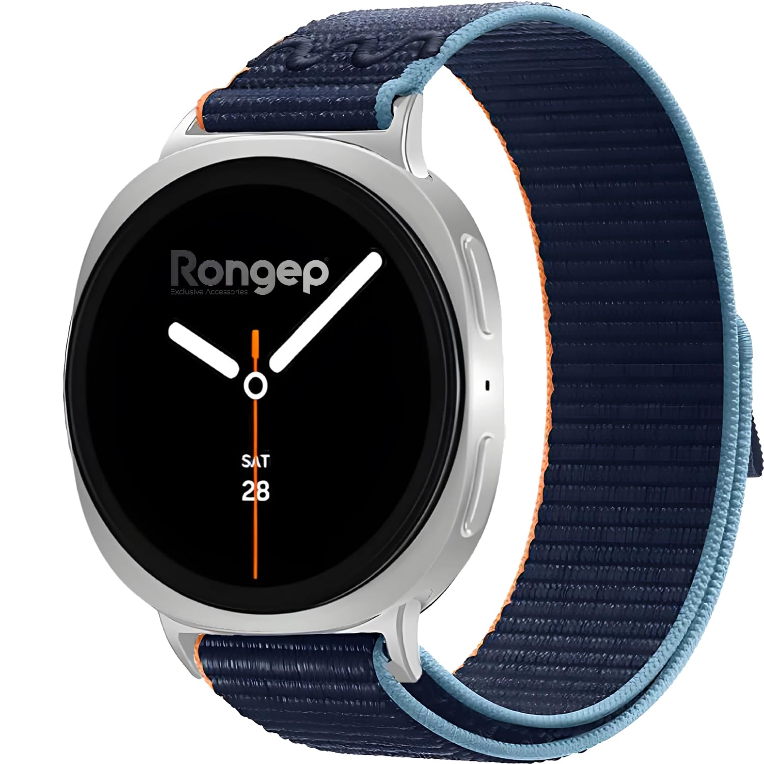Rongep Samsung ile Uyumlu [2025] Fabric Loop Kordon Galaxy Watch 8 44mm/40mm/Classic 46mm için Hasırlı Kumaş Galaxy Watch 8 Kordon Terletmeyen Konforlu Tasarım Watch 8 Classic Kordonu (Navy Blue)