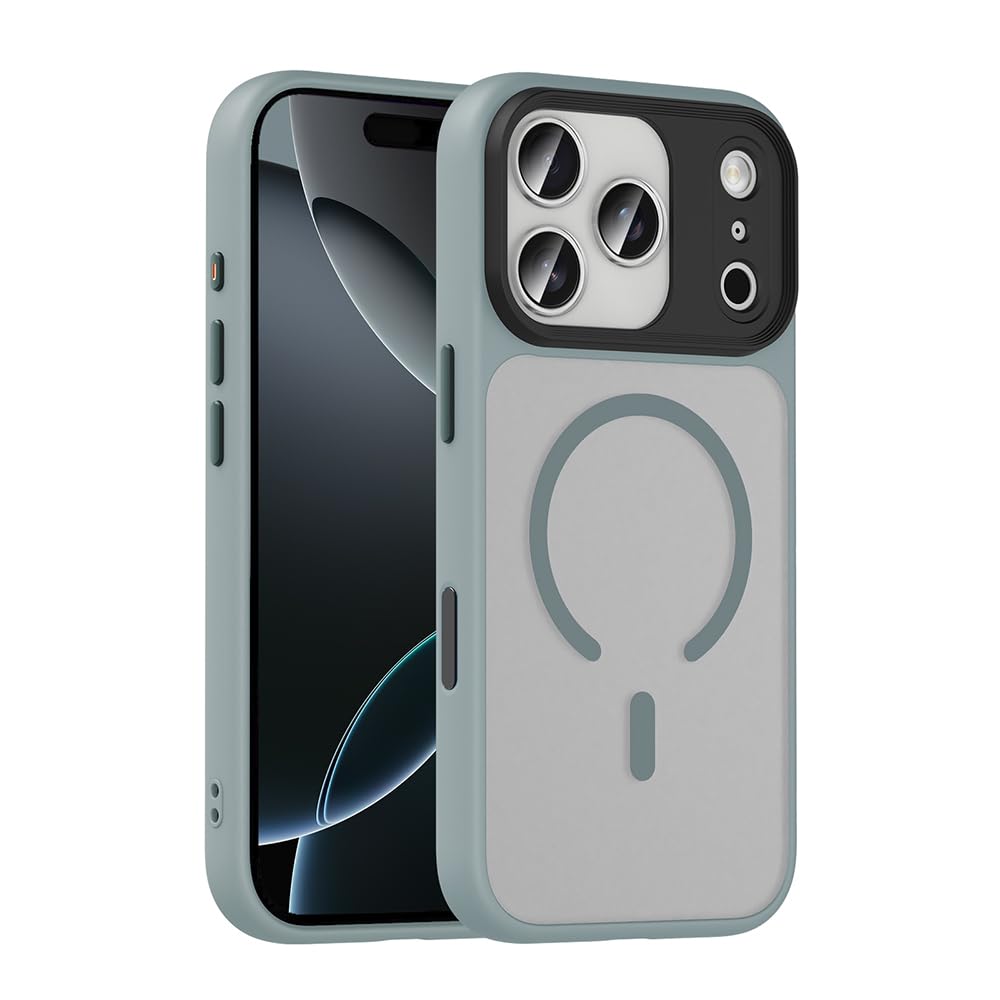 Senon Apple iPhone 17 Pro İçin Kılıf Mat Arka Yüzey Magsafe Uyumlu Şarj Özellikli Zore Flet M-safe Kapak (Gri)