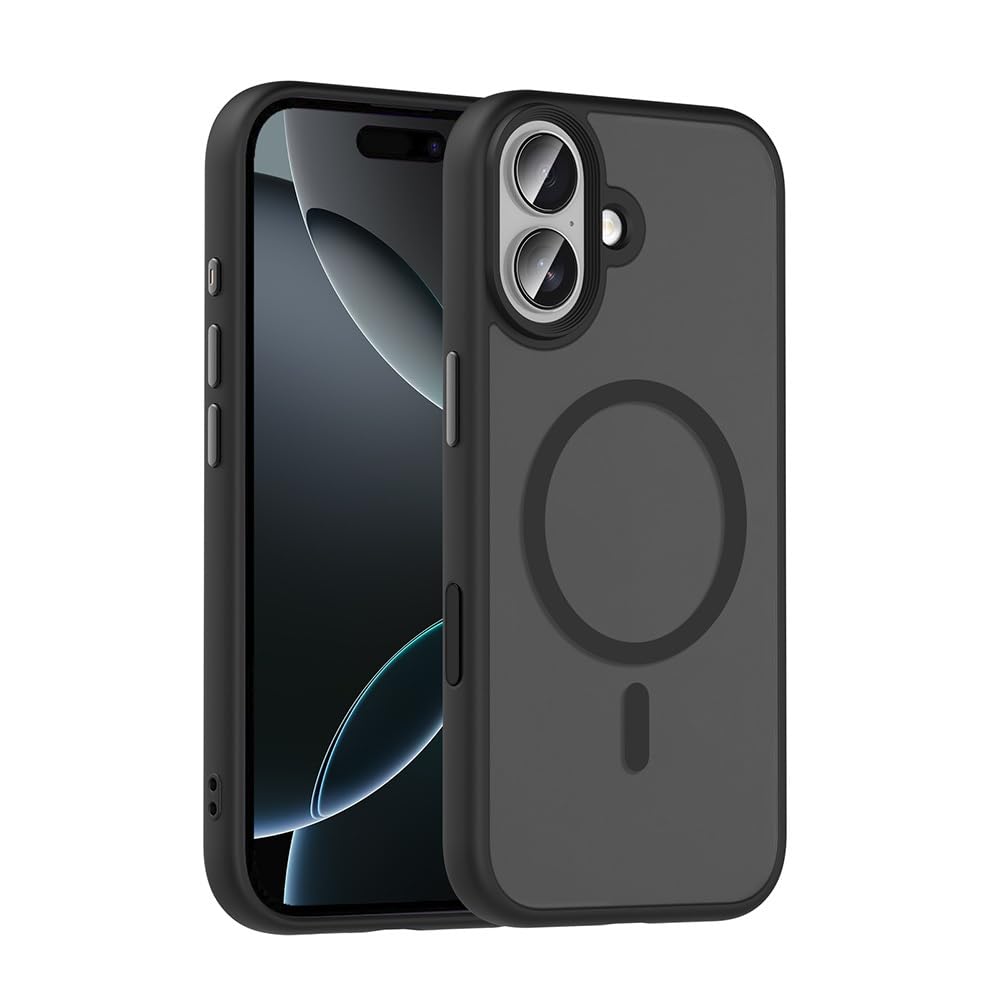 Senon Apple iPhone 17 İçin Kılıf Mat Arka Yüzey Magsafe Uyumlu Şarj Özellikli Zore Flet M-safe Kapak (Siyah)