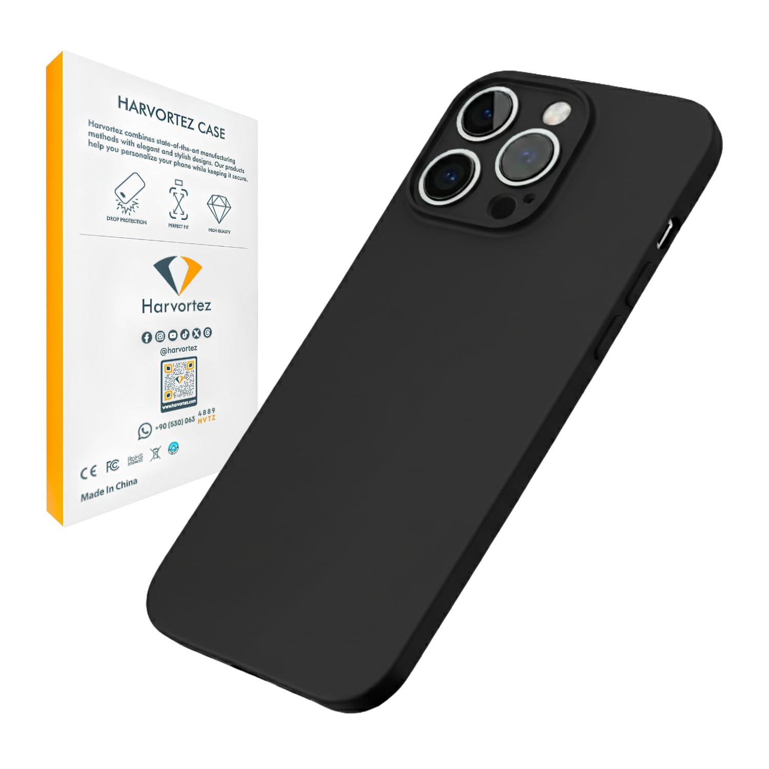 HARVORTEZ iPhone 12 Kılıf 6.1" ile Uyumlu, Ultra İnce Cep Telefon Kılıfı, Kamera Bölge Koruyucu, Ekstra Tuş Takımı, TPU Malzeme BPA İçermez, Kolay Temizlenebilir Phone Case - Opak Siyah