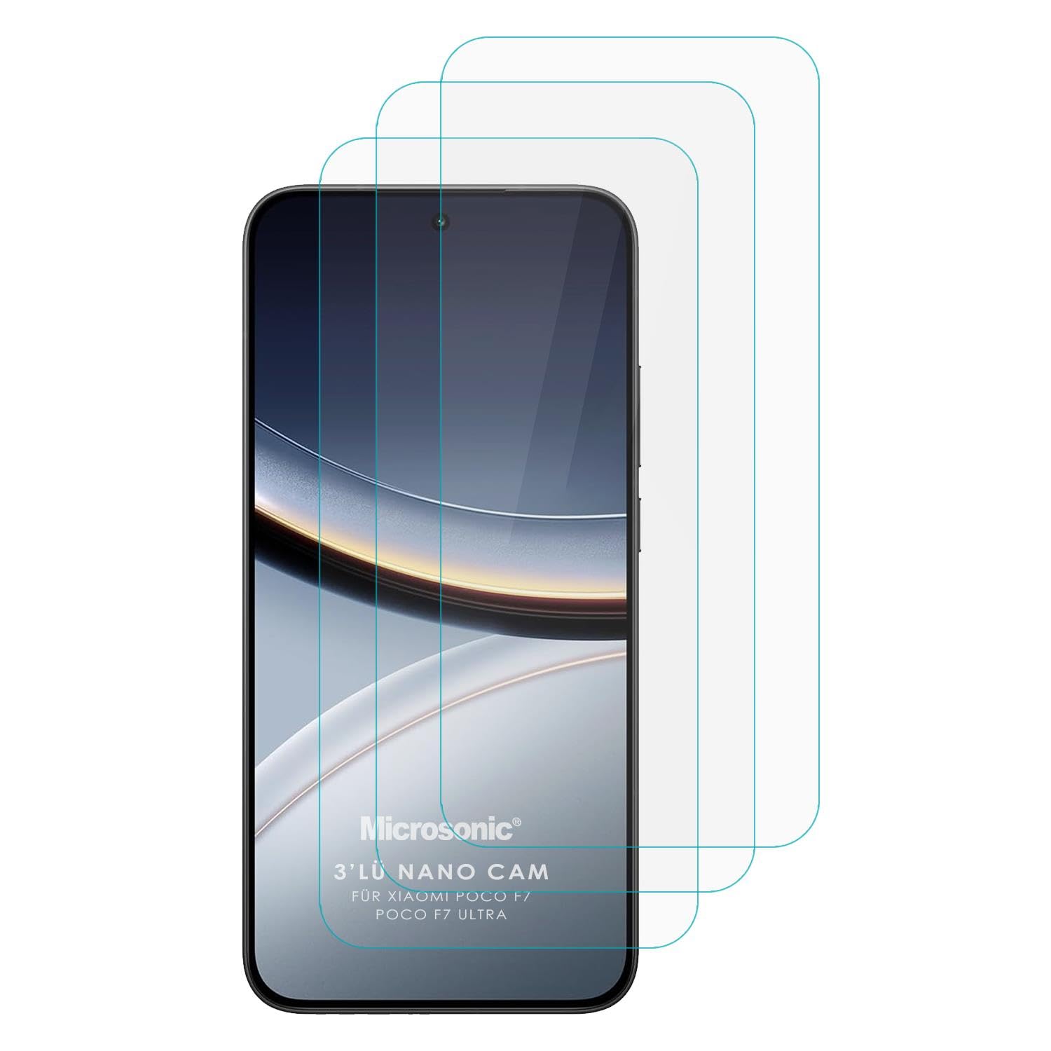 Microsonic Xiaomi Poco F7 Ultra Screen Protector Nano Glass Cam Ekran Koruyucu (3`lü Paket) [Poco F7 Ultra ile Uyumlu Ekran Koruyucu - Şeffaf]