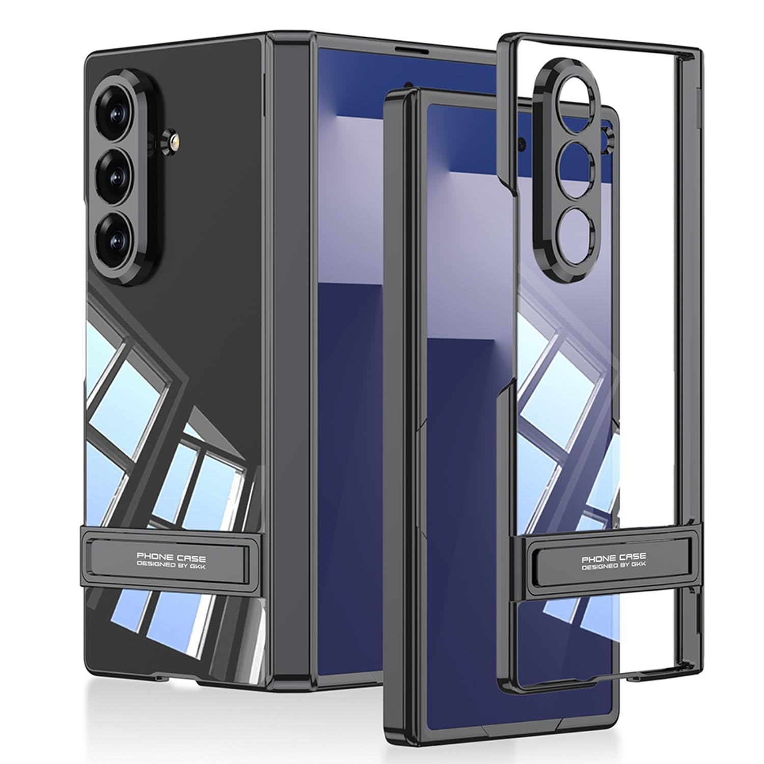 Microsonic Samsung Galaxy Z Fold 7 için Kılıf Clarity Stand Siyah [Galaxy Z Fold 7 ile Uyumlu Kılıf - Siyah]