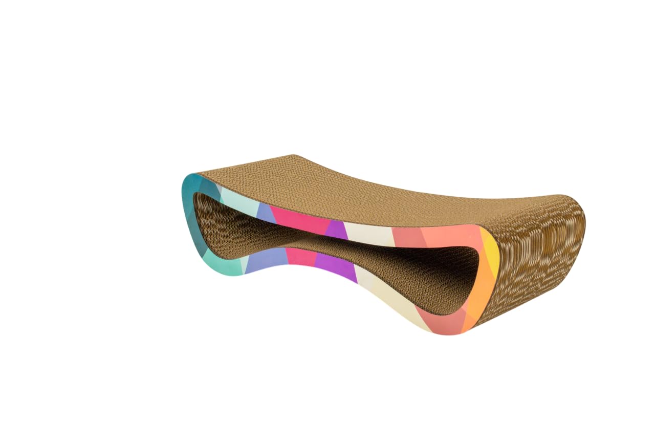 Rotipet Karton Kedi Tırmalama, Modern Desenli, Medium Boy, 60,5x15.5x24 cm (Medium)