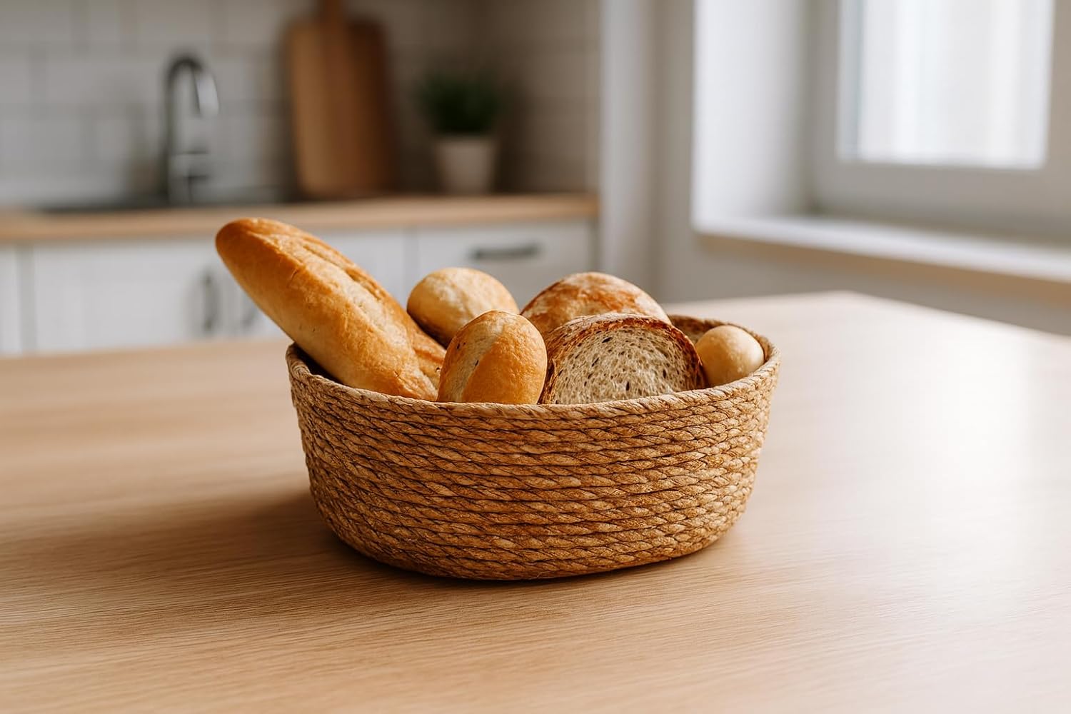 Deconox Su Sümbülü Patates Soğan Kovası | Doğal Hasır Saklama Sepeti | El Yapımı Kare Şekilli Mutfak Düzenleyici | Dekoratif Sebze Kovası (25x25x30cm)