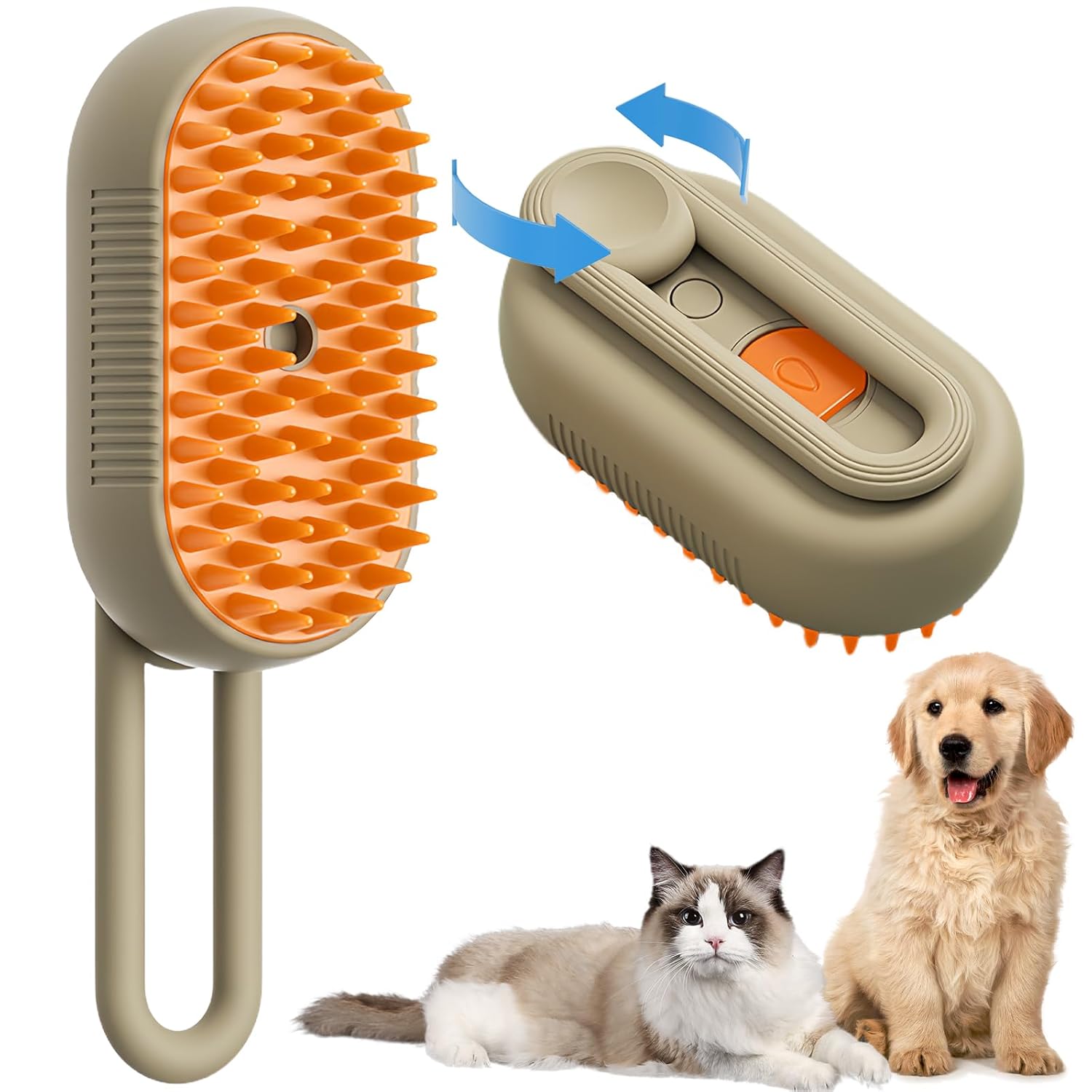 MADPET Buharlı Kedi ve Köpek Fırçası – 3’ü 1 Arada Tüy Alma Tarağı – Su Hazneli Masajlı Fırça – Derinlemesine Temizlik ve Rahatlatıcı Masaj – Evcil Hayvan Tüy Bakım Fırçası (1 Adet)