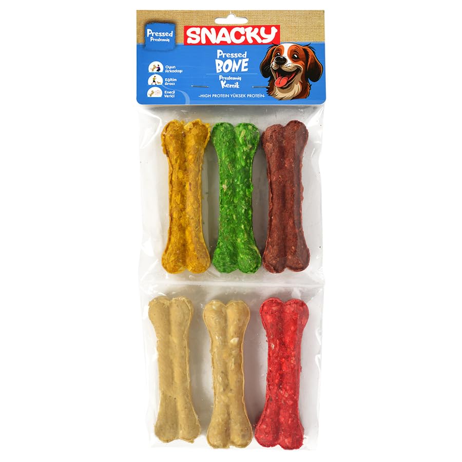 Snacky Munchy Renkli Press Köpek Çiğneme Kemiği 6 Adet 255 Gr