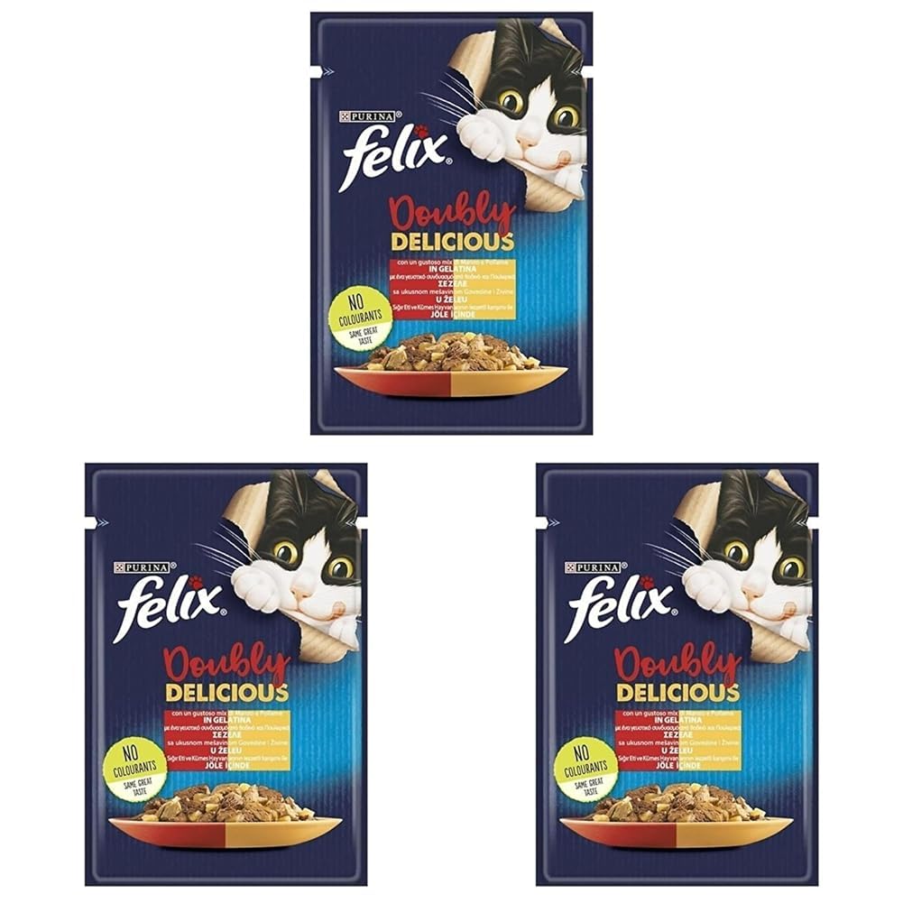 Felix Çifte Lezzet Yaş Kedi Maması, Sığır & Tavuklu, 85 g 3lü paket