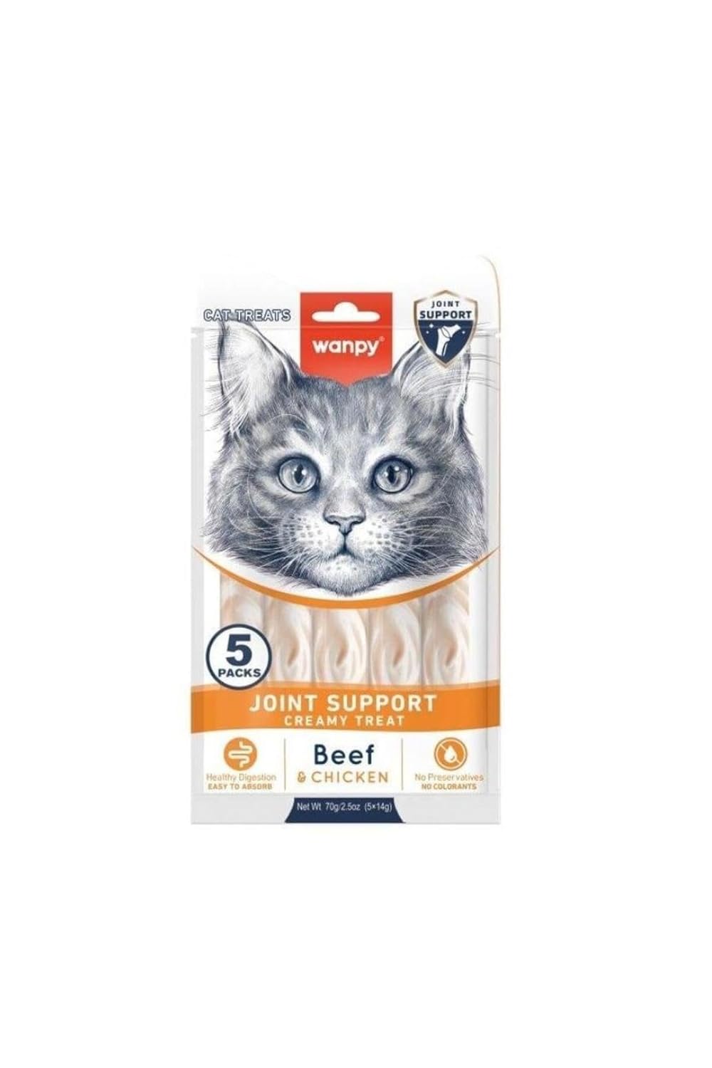 Wanpy Bone Support Sığır Eti ve Tavuklu Krema Kedi Ödülü 5x14 Gr