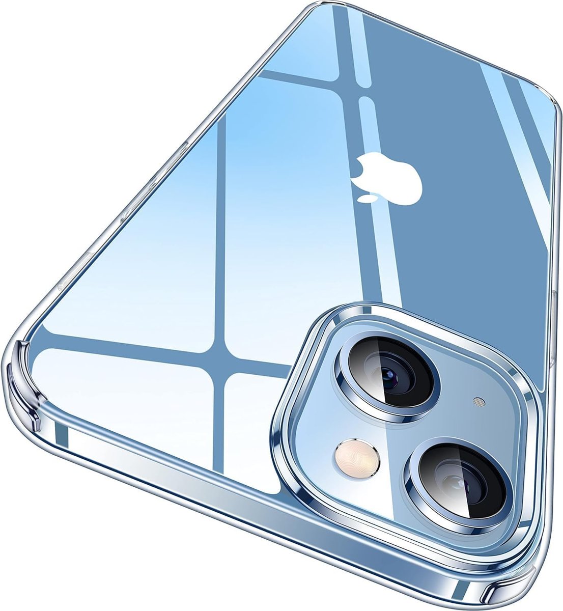 [SARARMAZ] iPhone 13-14 ile uyumlu Crystal Clear Mika Darbe Emici Şeffaf Kılıf (Şeffaf Mika Sararmaz, iPhone 13-14)