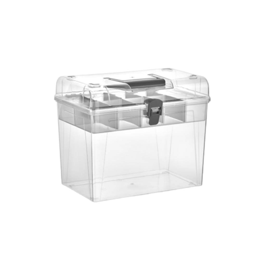 Ayarlanabilir Plastik Bölmeli Çok Amaçlı Taşınabilir Şeffaf Organizer Kutusu Makyaj Hobi Saklama Kutusu Ofis Masa İçin Araç-Gereç Kabı (Şeffaf, Büyük)