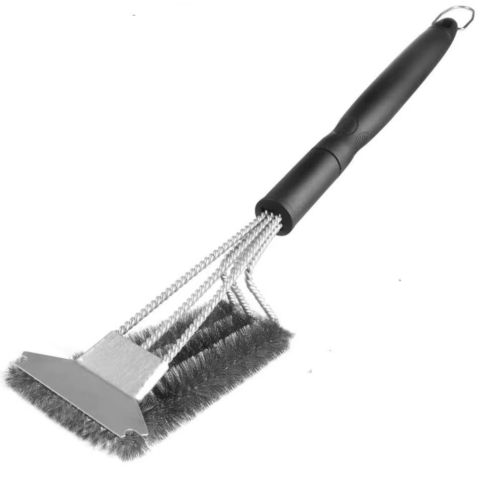 Orret Home Paslanmaz Çelik Mangal Temizleme Fırçası – Kazıyıcılı, Ergonomik Tutacaklı Barbekü Izgara Temizlik Fırçası, Asılabilir Metal Mangal Fırçası