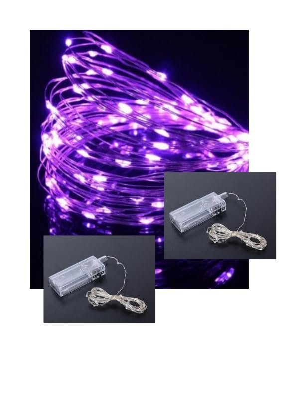 2 ADET - 3 Metre LED Peri Işıkları Yılbaşı Kutlama | Dolap İçi Aydınlatma Pil İle Çalışan Işık Şeritleri | İç Mekan ve Dış Mekan Süslemeler Tv Arkası (mor)