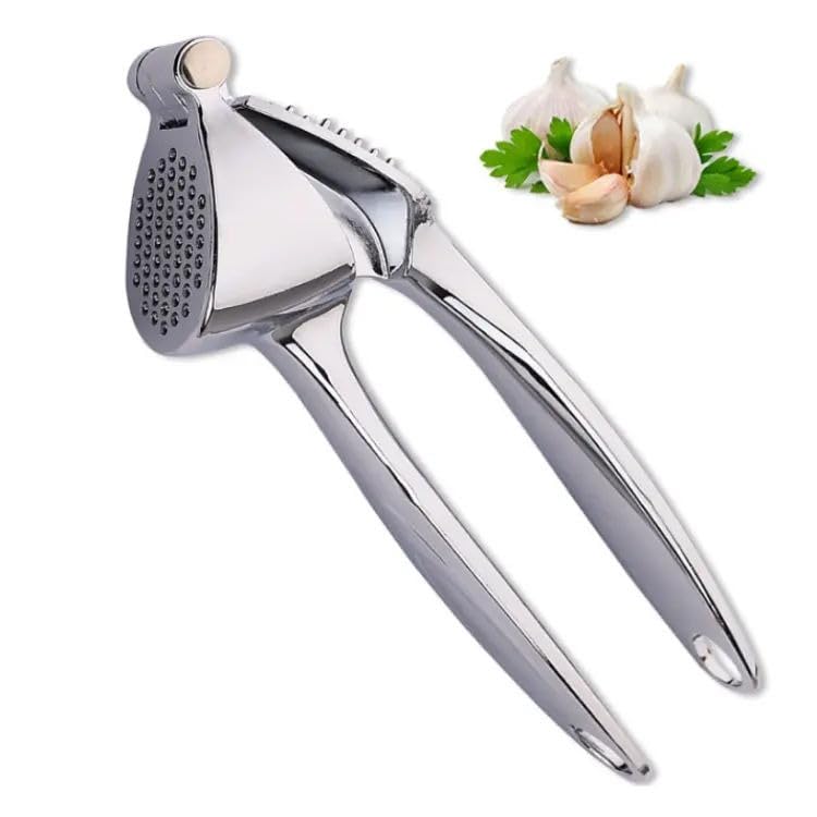 Deconox Profesyonel Paslanmaz Çelik Sarımsak Ezici (18cm) - Ergonomik & Kolay Temizlenebilir Sarımsak Presi - Zencefil ve Küçük Soğan İçin de İdeal