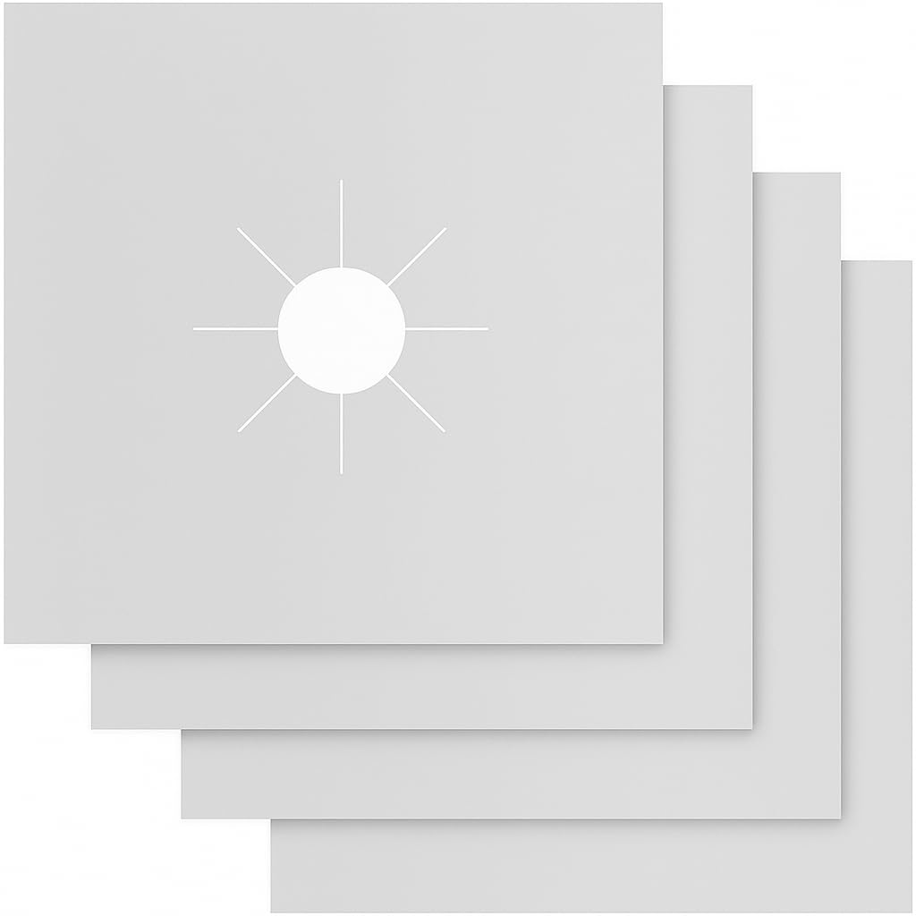 ADAPTOLL Isıya Dayanıklı Ocak Arkası Koruyucu Folyo – Yağ ve Kir Önleyici Koruma Levhası, Temizlemesi Kolay Mutfak Duvar Paneli (Gümüş, 4 Adet)