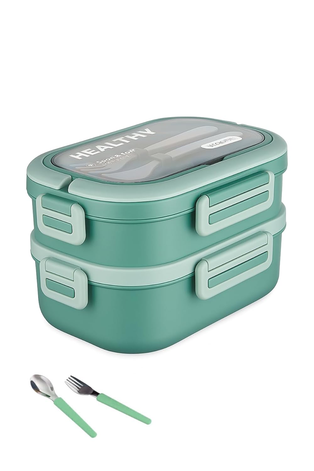 1650 ML İki Kat Üç Bölme Paslanmaz Çelik Lunch Box Yeni Nesil Sefer Tası - Kaşık Ve Çatallı -6715