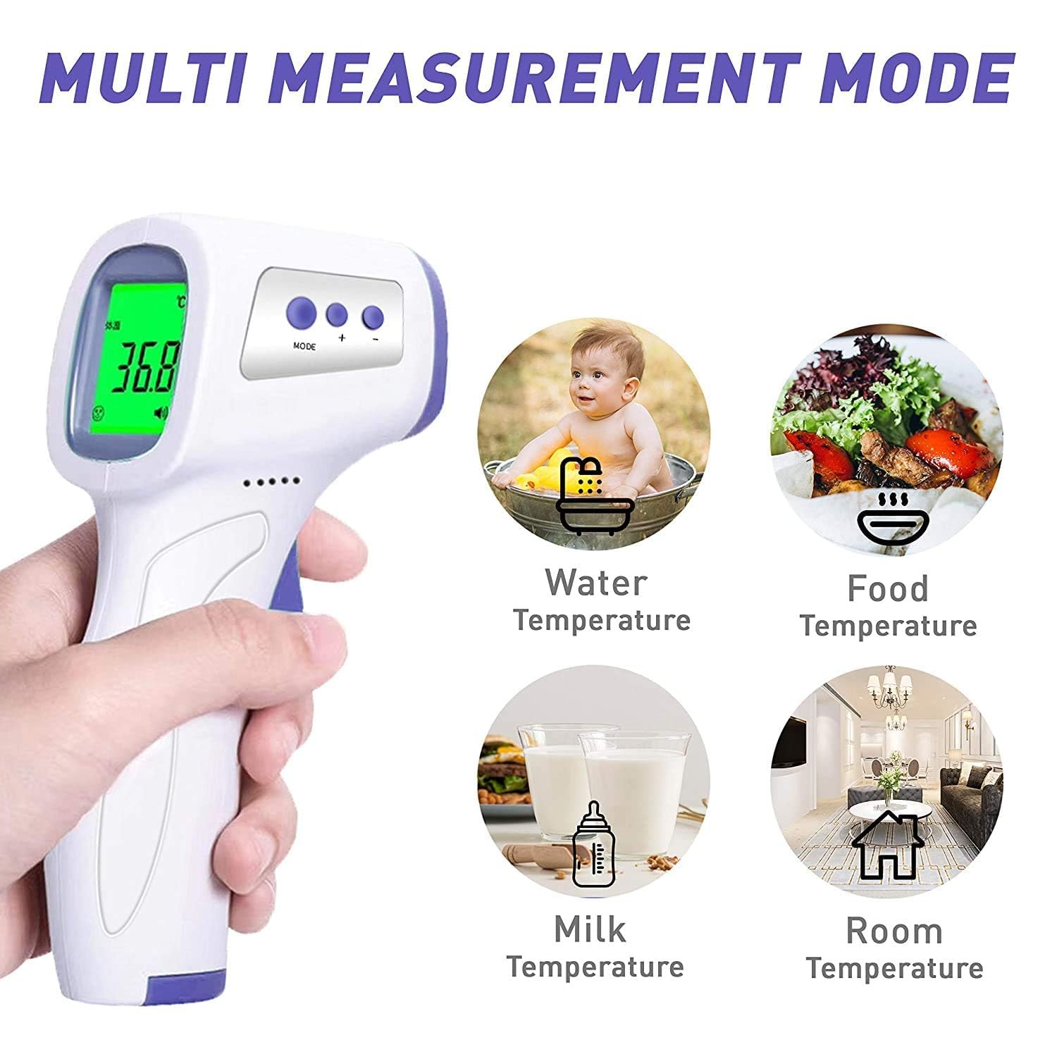 Orret Home Dijital Temassız Ateş Ölçer – Hafızalı Tabanca Model Kızılötesi Termometre, Bebek, Çocuk, Kedi, Köpek, Oda, Yemek ve Ortam Isısı Ölçer, Pilli Kullanım (Piller Kutuya Dahil Değildir)