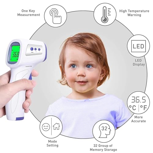 Orret Home Dijital Temassız Ateş Ölçer – Hafızalı Tabanca Model Kızılötesi Termometre, Bebek, Çocuk, Kedi, Köpek, Oda, Yemek ve Ortam Isısı Ölçer, Pilli Kullanım (Piller Kutuya Dahil Değildir)